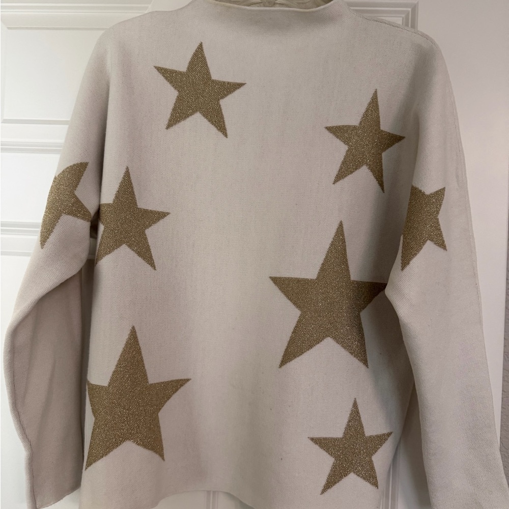 Sioni Cream Sweater with Gold Stars Medium